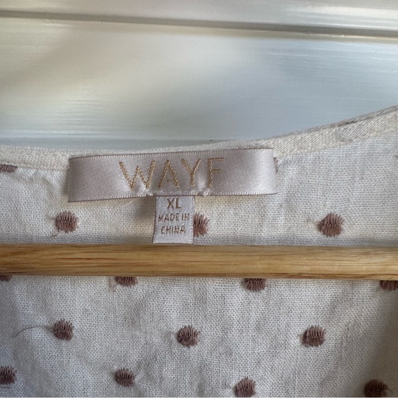 WAYF Cream Swiss Dot White Linen Wrap Front Blouse XL - Picture 4 of 4